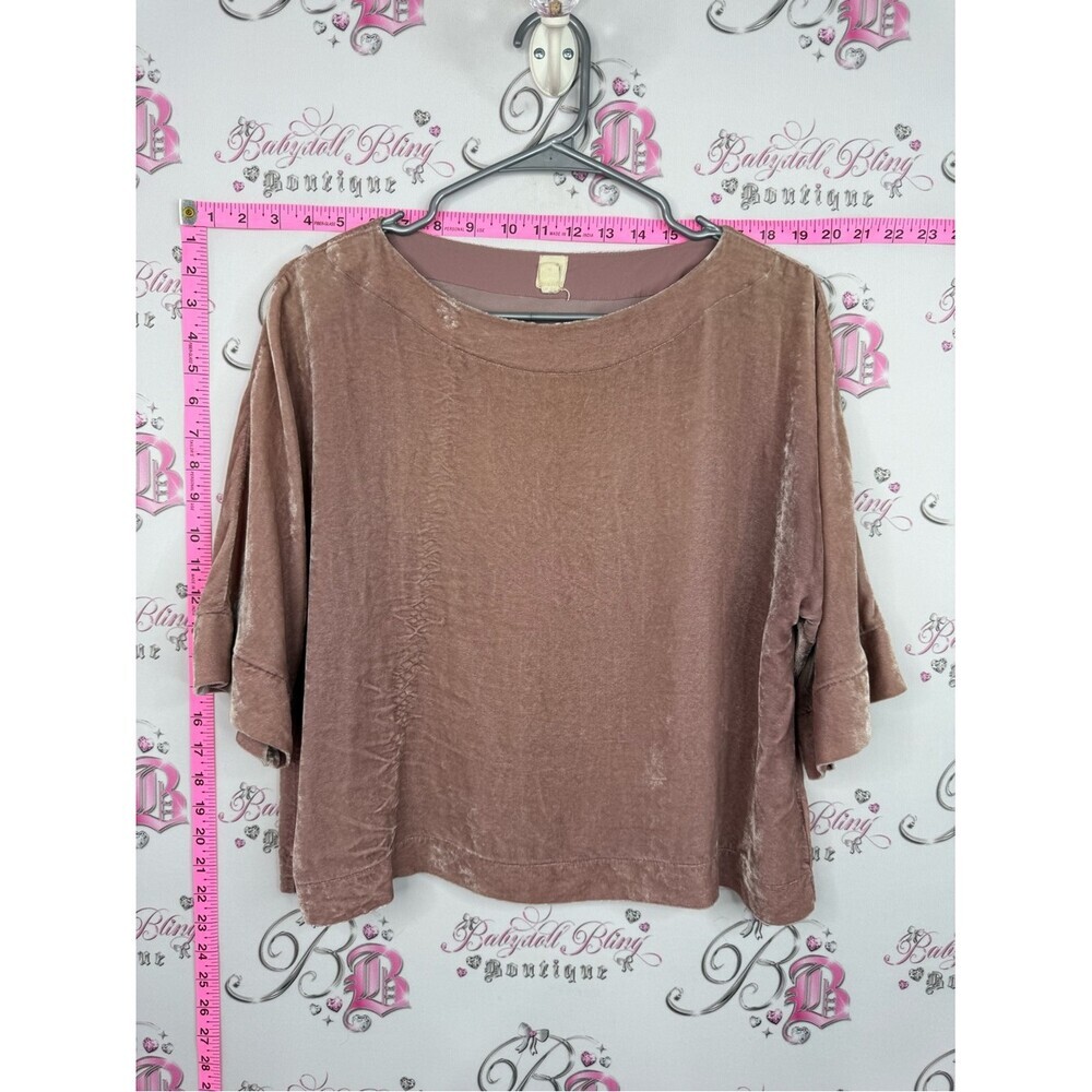 GAP shirt top Velvet Boxy Short Sleeve Top - Mauve